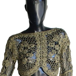 Gold Metallic Knit Crop Top Size S